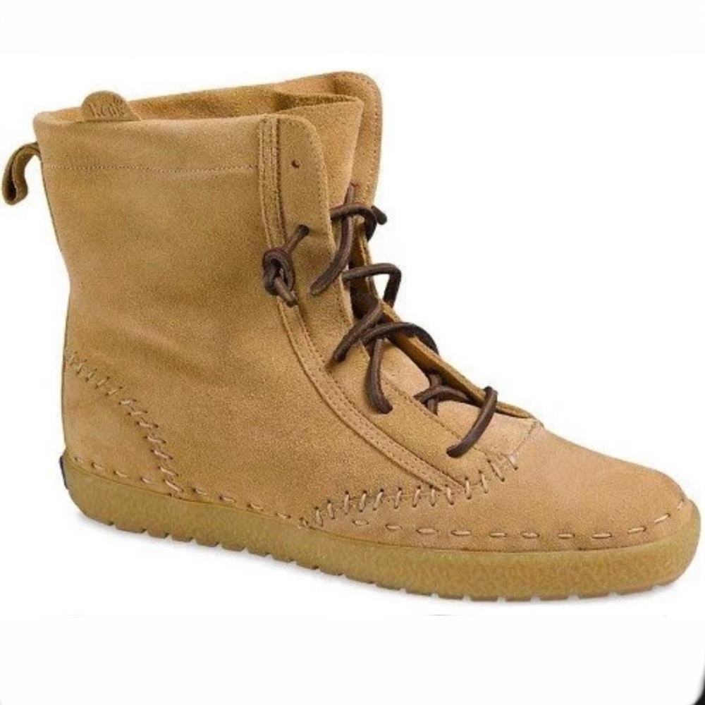 Keds Suede Shearling Tan Lace Up Moccasin Ankle Boots Booties 7.5
